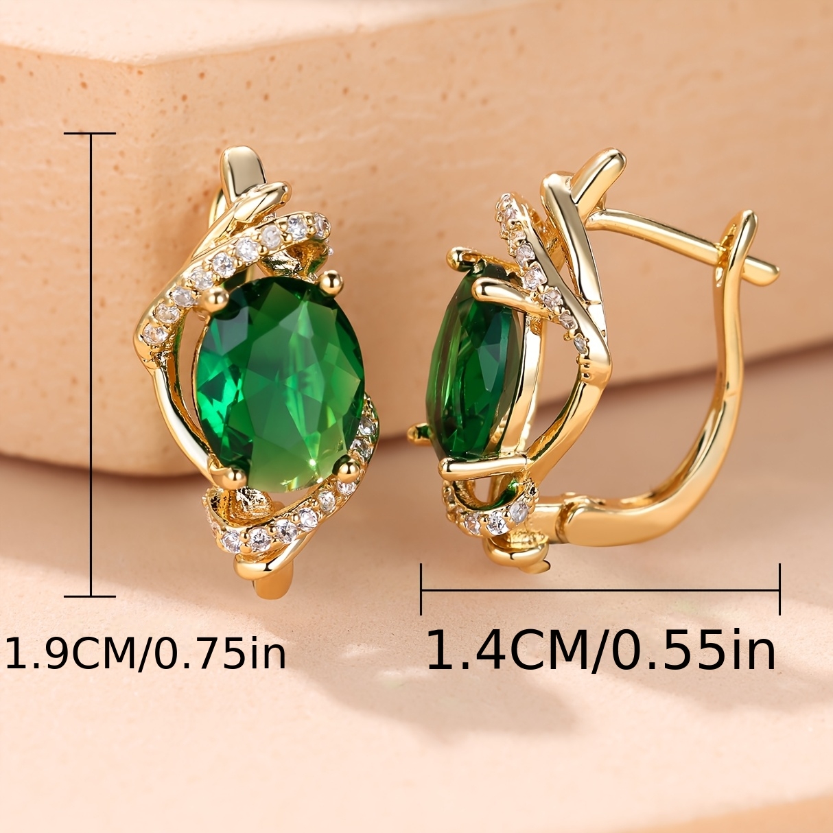 Women's Blue Oval Synthetic Zirconia Inlaid Earrings, Elegant & Classic